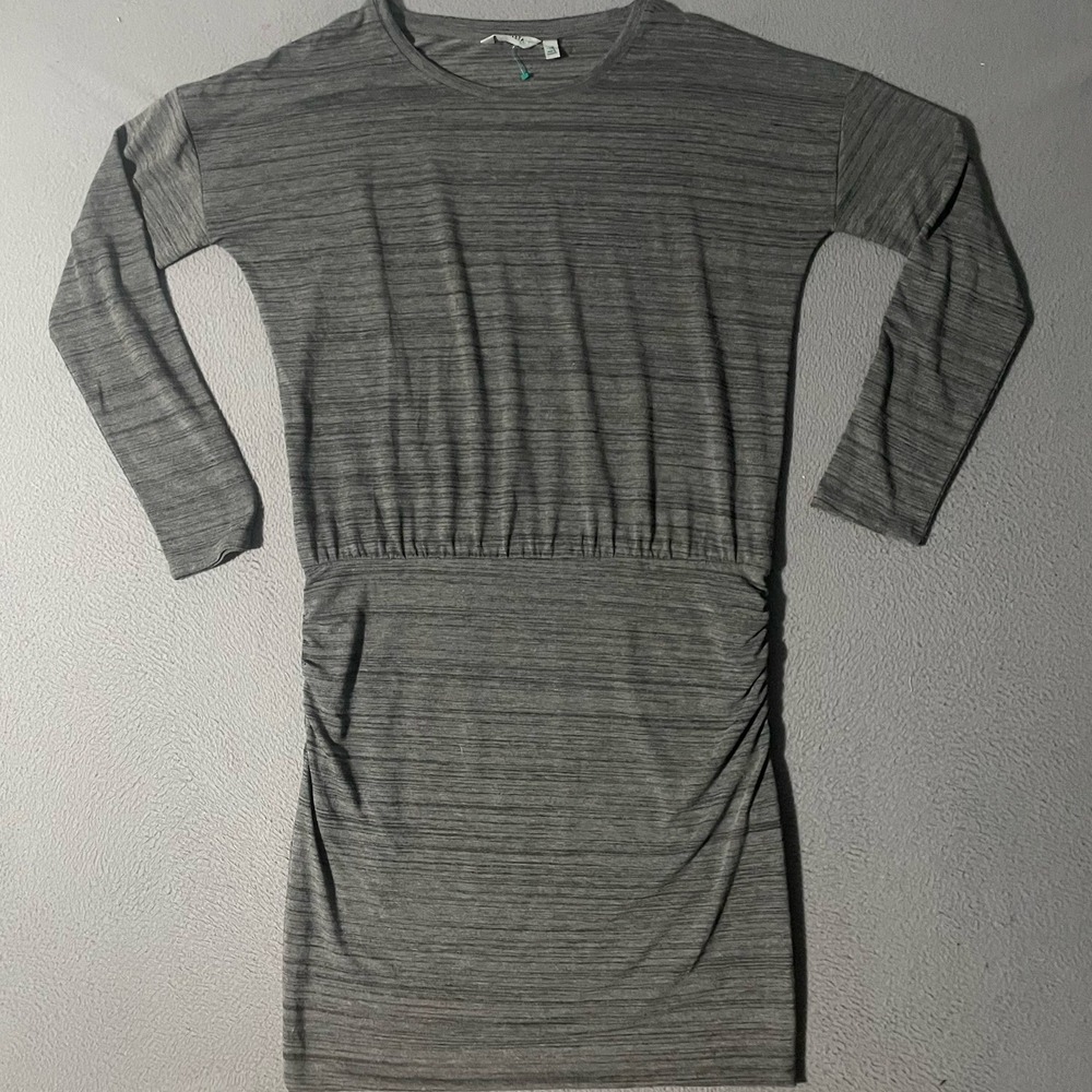 ATHLETA Athletic Dress Size Medium Gray Heather Long Sleeve‎ Cinch Waist